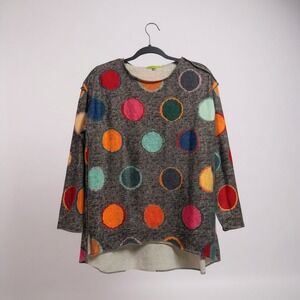 Trisha Tyler Polka Dot‎ Sweater Top Women's Small Grey Multicolored Long Sleeve